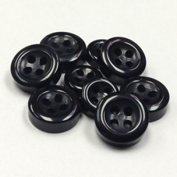 SB-0155 - Black Dress Shirt Button - 4mm thick - 3 Sizes, Priced per Dozen 